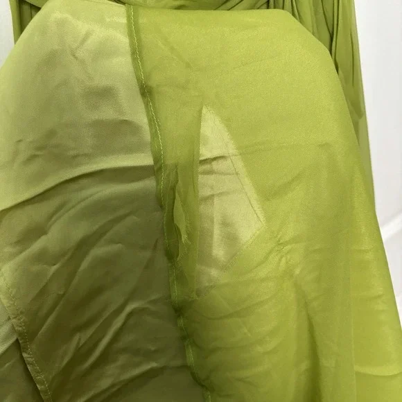 Vintage Green Ruffled Flowy Long Maxi Dress Flutter Fleece Sheer Chiffon Prom - Picture 6 of 15